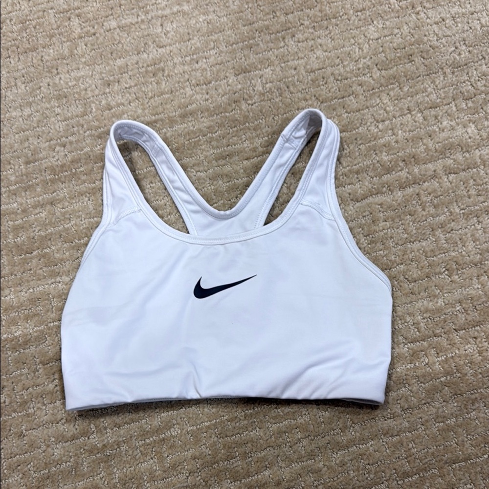 Nike White Sports Bra Racerback Moisture-Wicking
